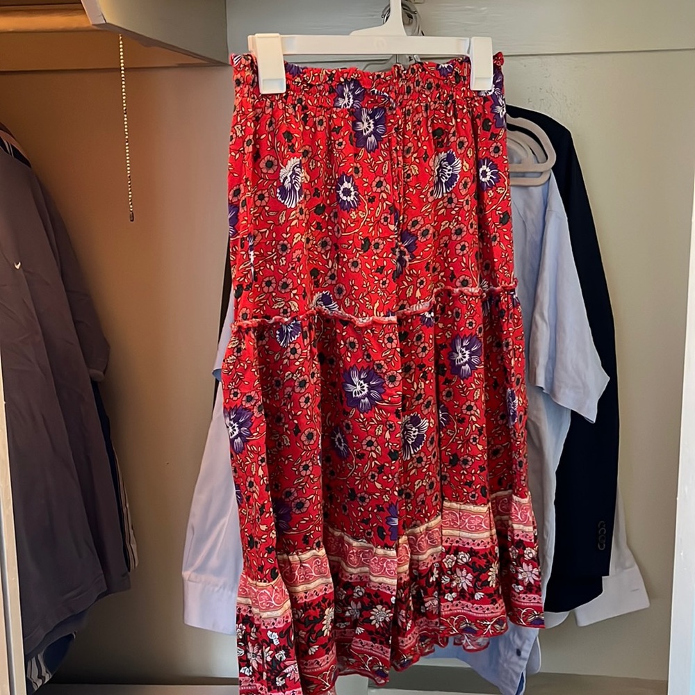 Red midi skirt